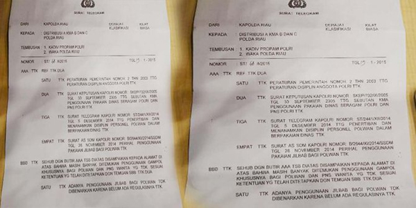 Polda Riau Akui Ada Telegram Larang Polwan Berjilbab